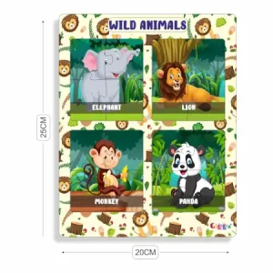 Wild Animals 4-in-1 Acrylic Puzzle Interactive & Educational, Safe & Durable for Kids ( multicolor, Standard )