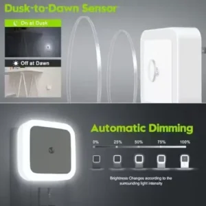 LED Smart Night Light with Dusk-to-Dawn Sensor (Pack of 2) – Cool White ( default, Standard )