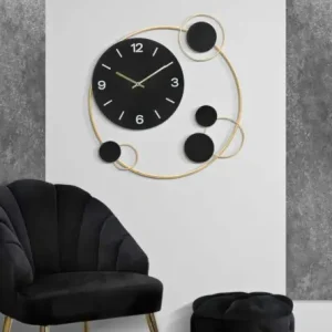 Decorative Round Iron Metal Wall Clock for Living Room, Bedroom, Office ( default, M )