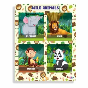 Wild Animals 4-in-1 Acrylic Puzzle Interactive & Educational, Safe & Durable for Kids ( multicolor, Standard )
