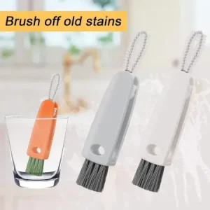 3 in 1 Multifunctional Cleaning Brush Mini Glass Cover Cleaning Brush Bottle Cleaning Brush Set Cup Cleaner Brush Bottle Cap Detail Brush for Bottle Cup Cover Lid Home Kitchen Washing Tool (1