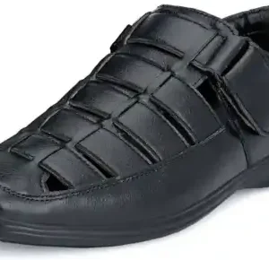 Latest Fabulous Men Sandals|Roman Sandals/Outdoor Sandal For Men's & Boys-102-Sandal-BLK ( black, 6 )