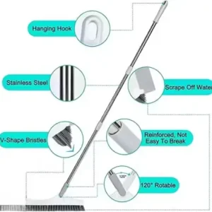 Bathroom Cleaning Brush with Wiper – 2 in 1 Scrubber & Squeegee ( default, OS )