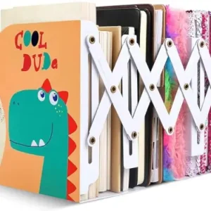 Kids Bookends Bookcase Student Metal Adjustable Book Racks Books Holder Desktop Organizer Bookshelf ( yellow, OneSize )