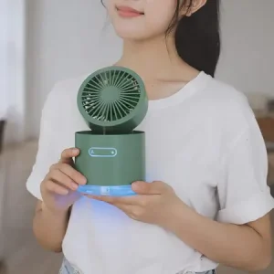 Mini Desktop Cooling Fan, Automatic Shaking Head Rotating Spray humidifier Fan Water Cooling Small Fan Desktop Mini air Conditioning Fan with Small Water Tank (Battery Not Include).