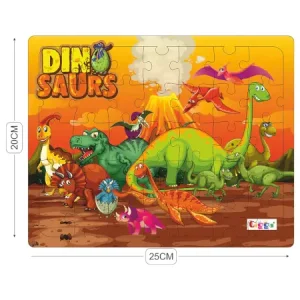 Dinosaurs Theme 50-Piece Wooden Puzzle for Kids Colourful, Durable & Educational (8x10 inches) ( multicolor, Standard )