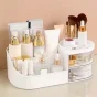 Cosmetic Organizer Box with Drawers – Plastic Makeup & Stationery Storage for Women, Off-White. ( white, Free Size ).