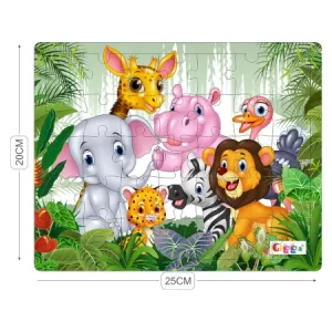 Jungle Theme 50-Piece Wooden Puzzle for Kids Colourful, Durable & Educational (8x10 inches) ( multicolor, Standard )